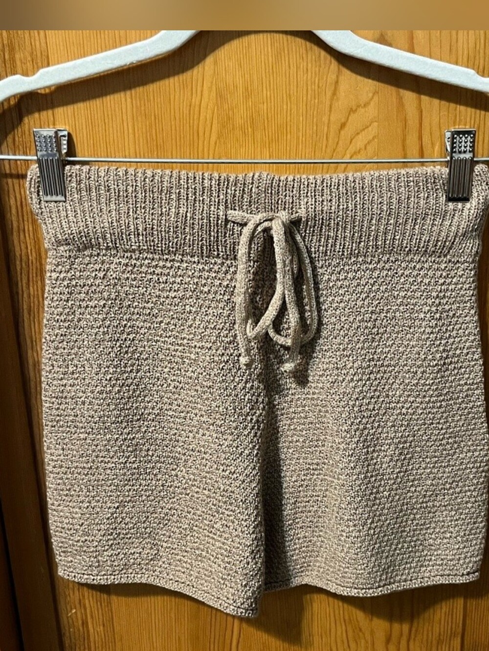 POL Cozy Knit Drawstring Lounge Shorts - Taupe Size Small NWOT
